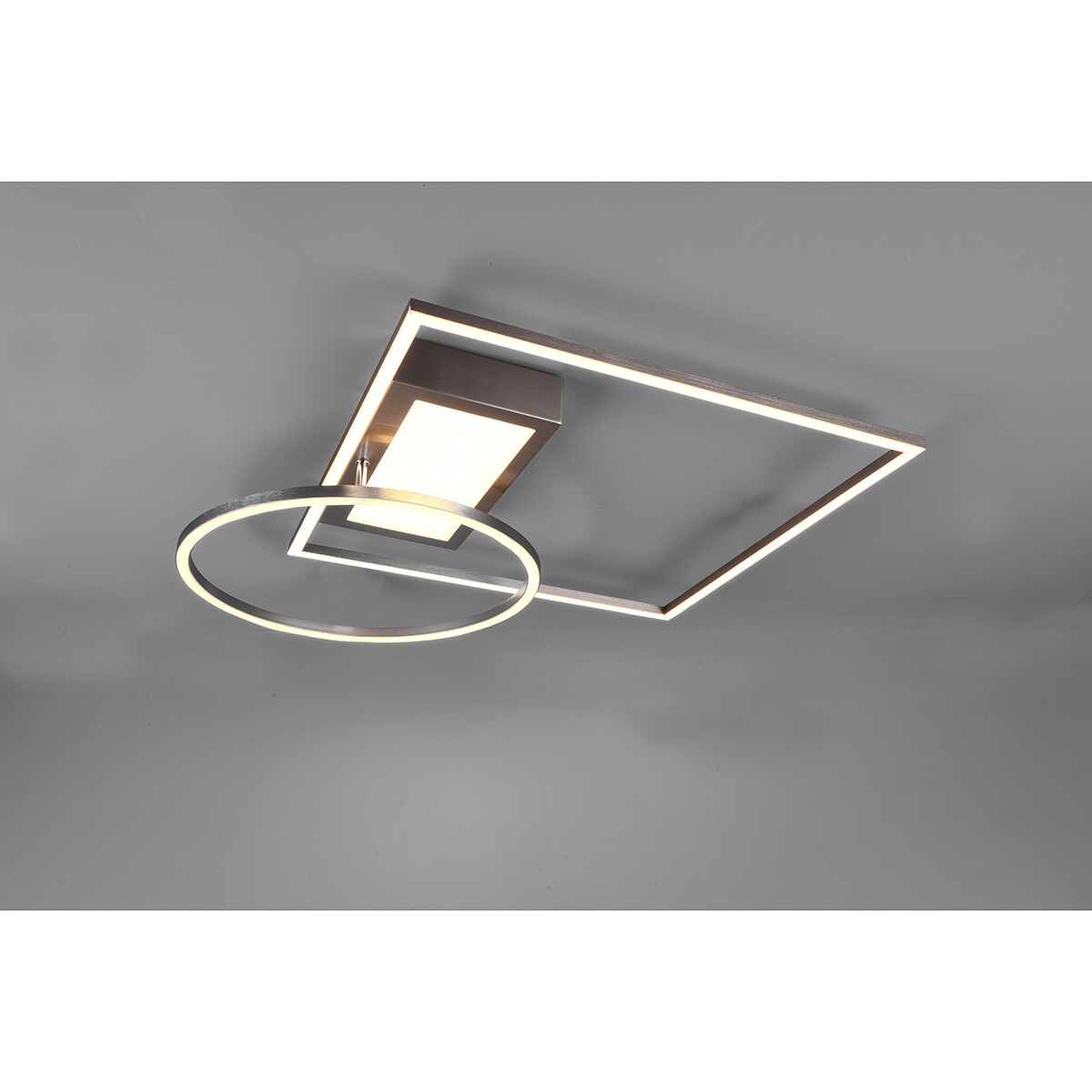 LED Deckenlampe - Deckenbeleuchtung - Trion Dowino - 33W - Anpassbare Lichtfarbe - Fernbedienung - Dimmbar - Quadrat - Matt Nickel - Aluminium