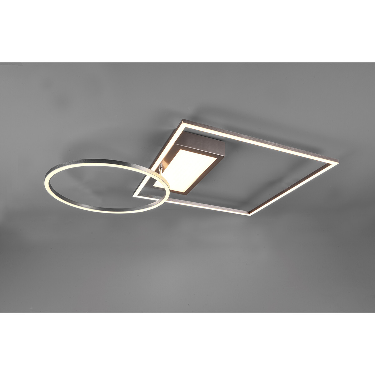 LED Deckenlampe - Deckenbeleuchtung - Trion Dowino - 33W - Anpassbare Lichtfarbe - Fernbedienung - Dimmbar - Quadrat - Matt Nickel - Aluminium