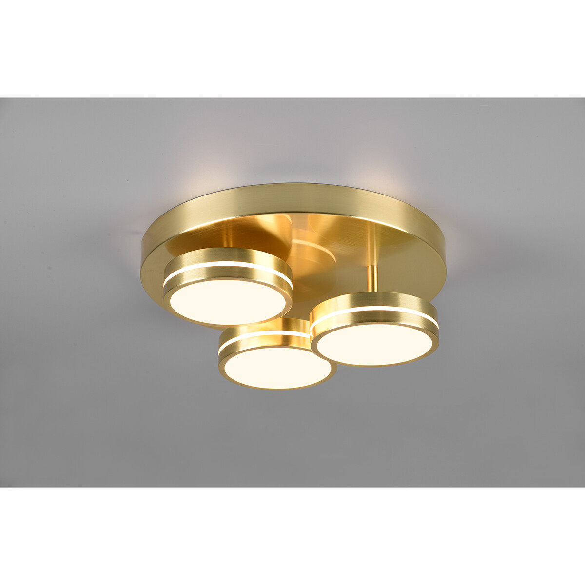 LED Deckenlampe - Deckenbeleuchtung - Trion Franco - 25.5W - Warmweiß 3000K - 3-flammig - Dimmbar - Rund - Matt Gold - Aluminium