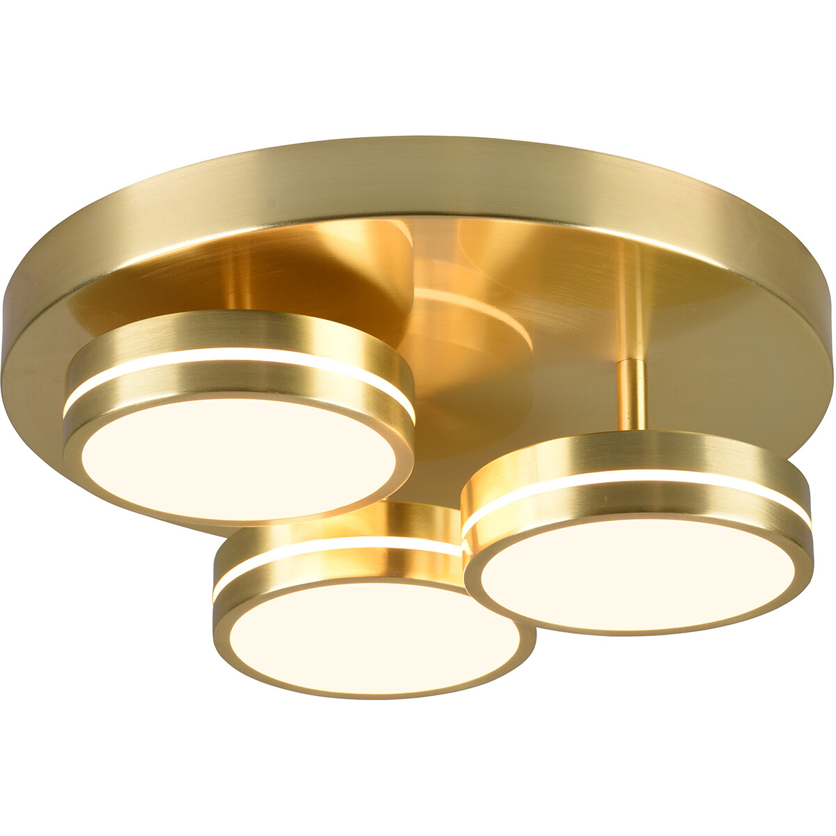 LED Deckenlampe - Deckenbeleuchtung - Trion Franco - 25.5W - Warmweiß 3000K - 3-flammig - Dimmbar - Rund - Matt Gold - Aluminium