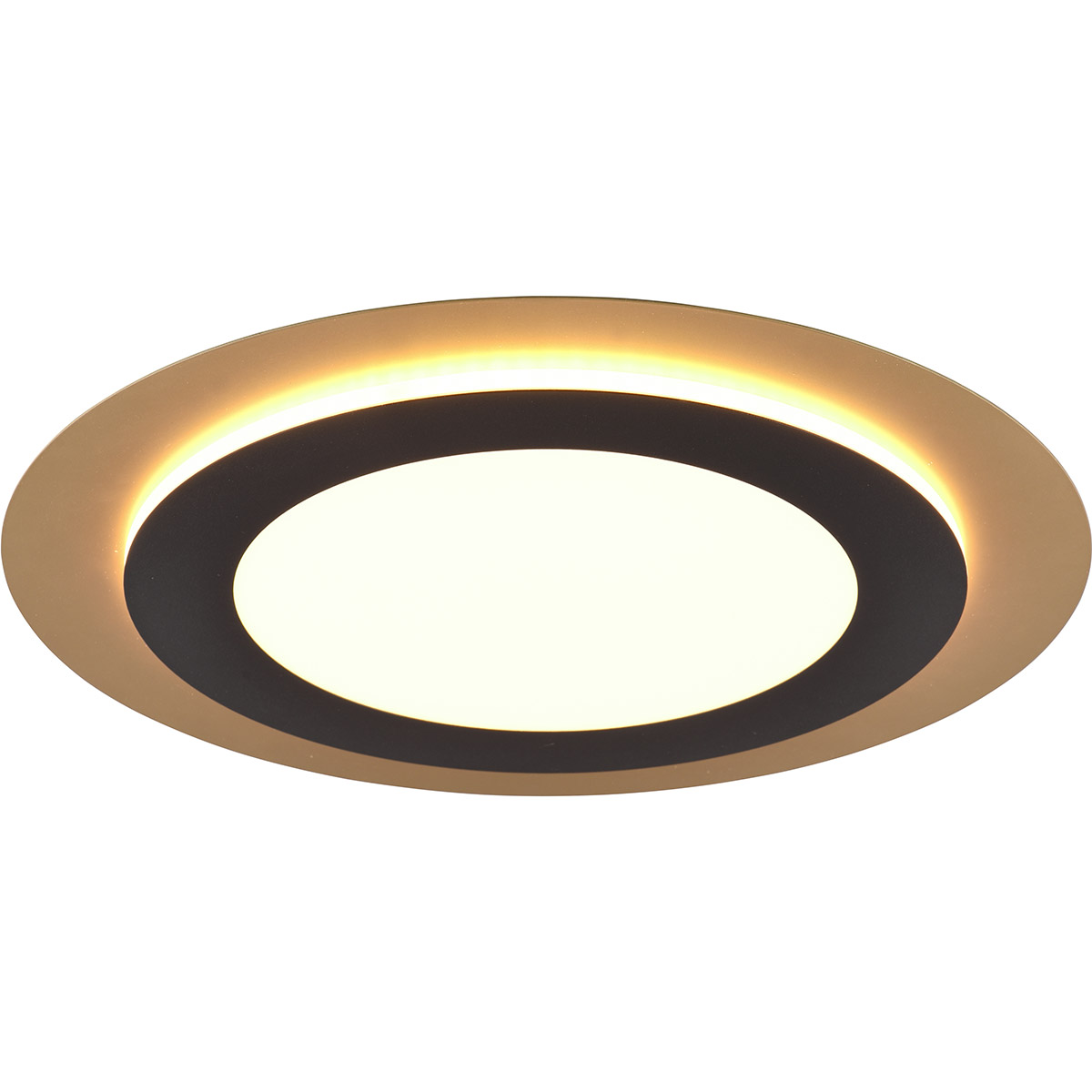 LED-Deckenleuchte - Deckenbeleuchtung - Trion Groan - 42W - Verstellbare Farbe - Fernbedienung - Dimmbar - Rund - Schwarz Gold - Metall