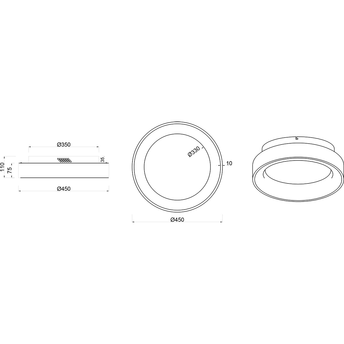 LED Deckenlampe - Deckenbeleuchtung - Trion Gurano - 27W - Neutralweiß 4000K - Dimmbar - Rund - Matt Weiß - Aluminium