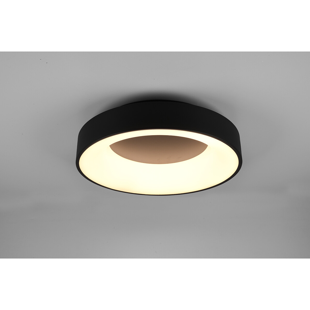 LED Deckenlampe - Deckenbeleuchtung - Trion Gurano - 27W - Warmweiß 3000K - Dimmbar - Rund - Matt Schwarz - Aluminium