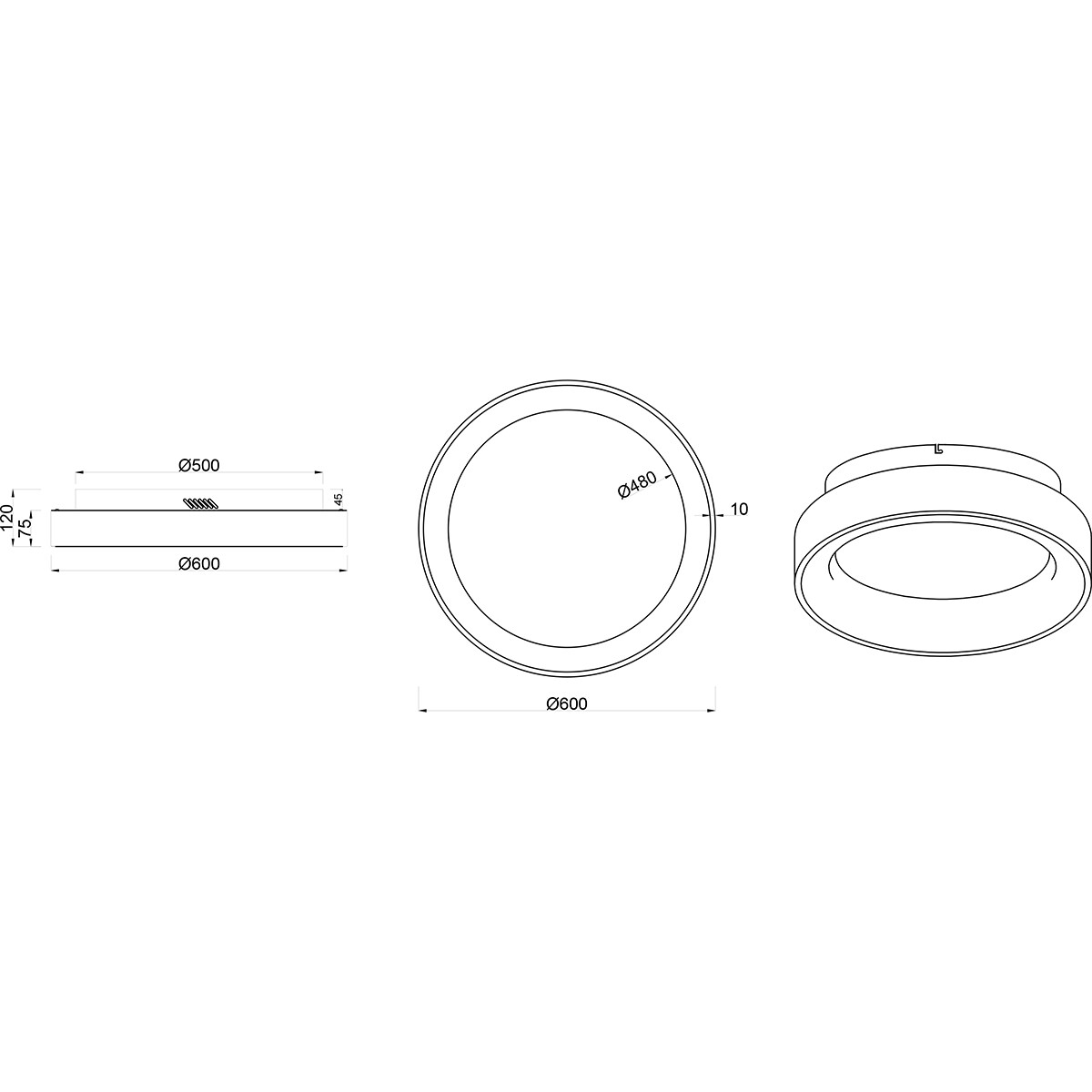 LED Deckenlampe - Deckenbeleuchtung - Trion Gurano - 48W - Anpassbare Lichtfarbe - Fernbedienung - Dimmbar - Rund - Matt Weiß - Aluminium