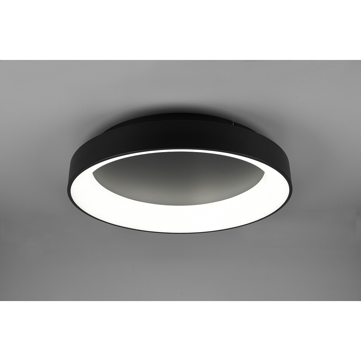 LED Deckenlampe - Deckenbeleuchtung - Trion Gurano - 48W - Anpassbare Lichtfarbe - Fernbedienung - Dimmbar - Rund - Mattschwarz - Aluminium