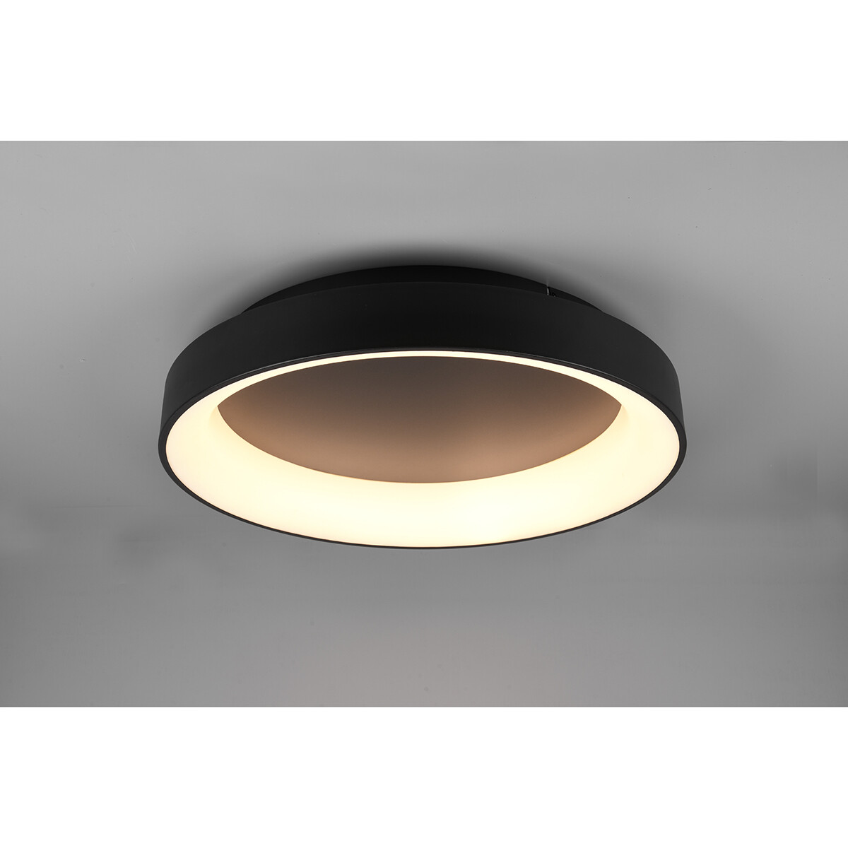 LED Deckenlampe - Deckenbeleuchtung - Trion Gurano - 48W - Anpassbare Lichtfarbe - Fernbedienung - Dimmbar - Rund - Mattschwarz - Aluminium