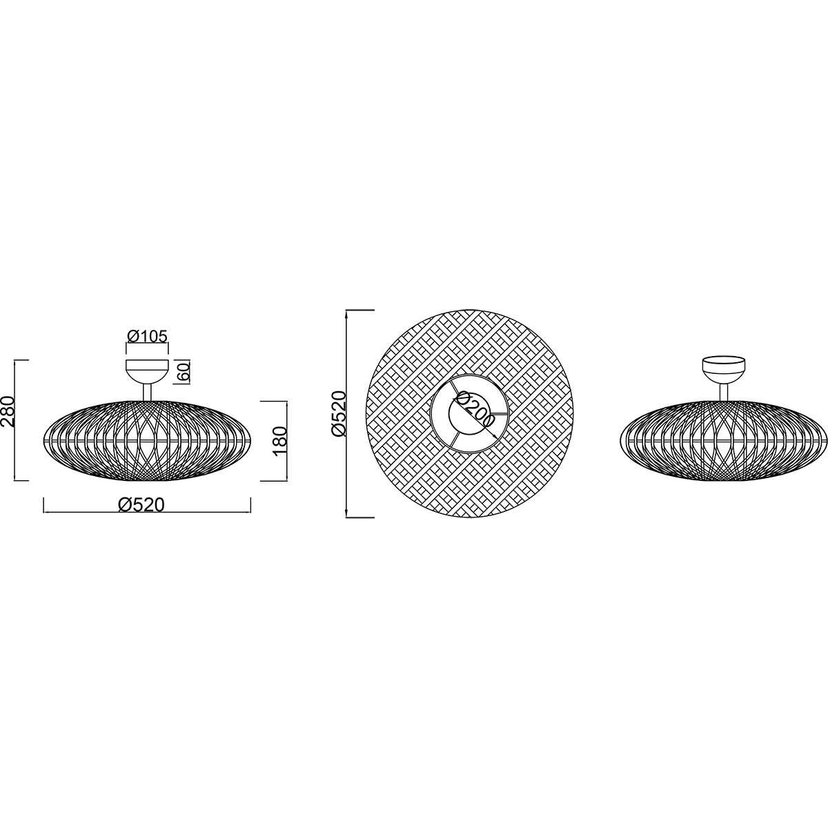 LED Deckenlampe - Deckenbeleuchtung - Trion Hetra - E27-Fassung - 2-flammig - Rund - Mattschwarz - Aluminium