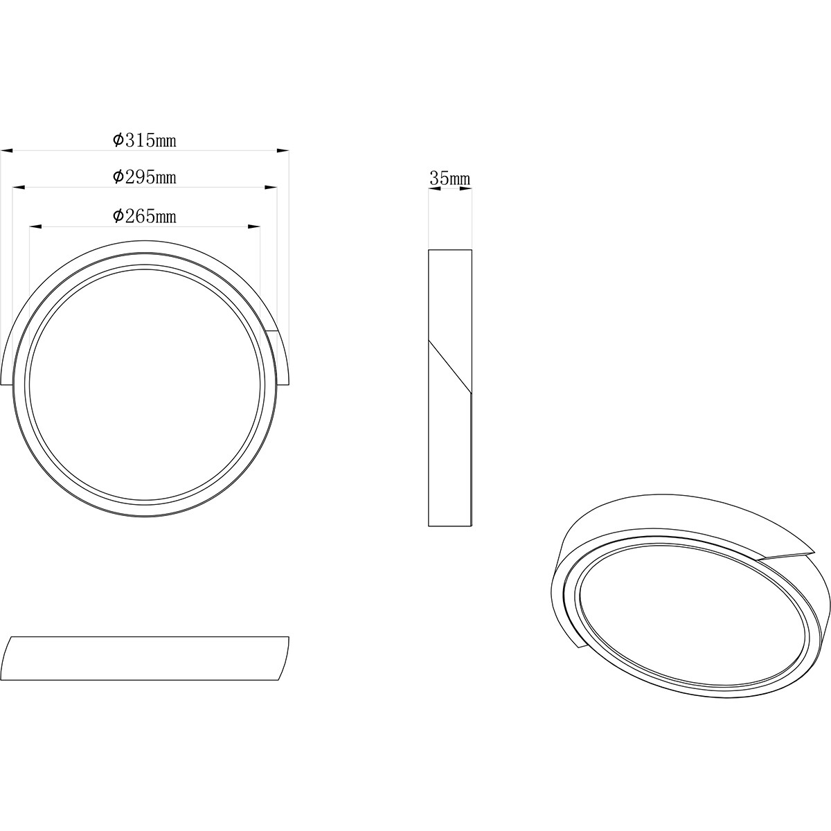 LED Deckenlampe - Deckenbeleuchtung - Trion Jersa - 20W - Warmweiß 3000K - Dimmbar - Rund - Mattweiß - Kunststoff