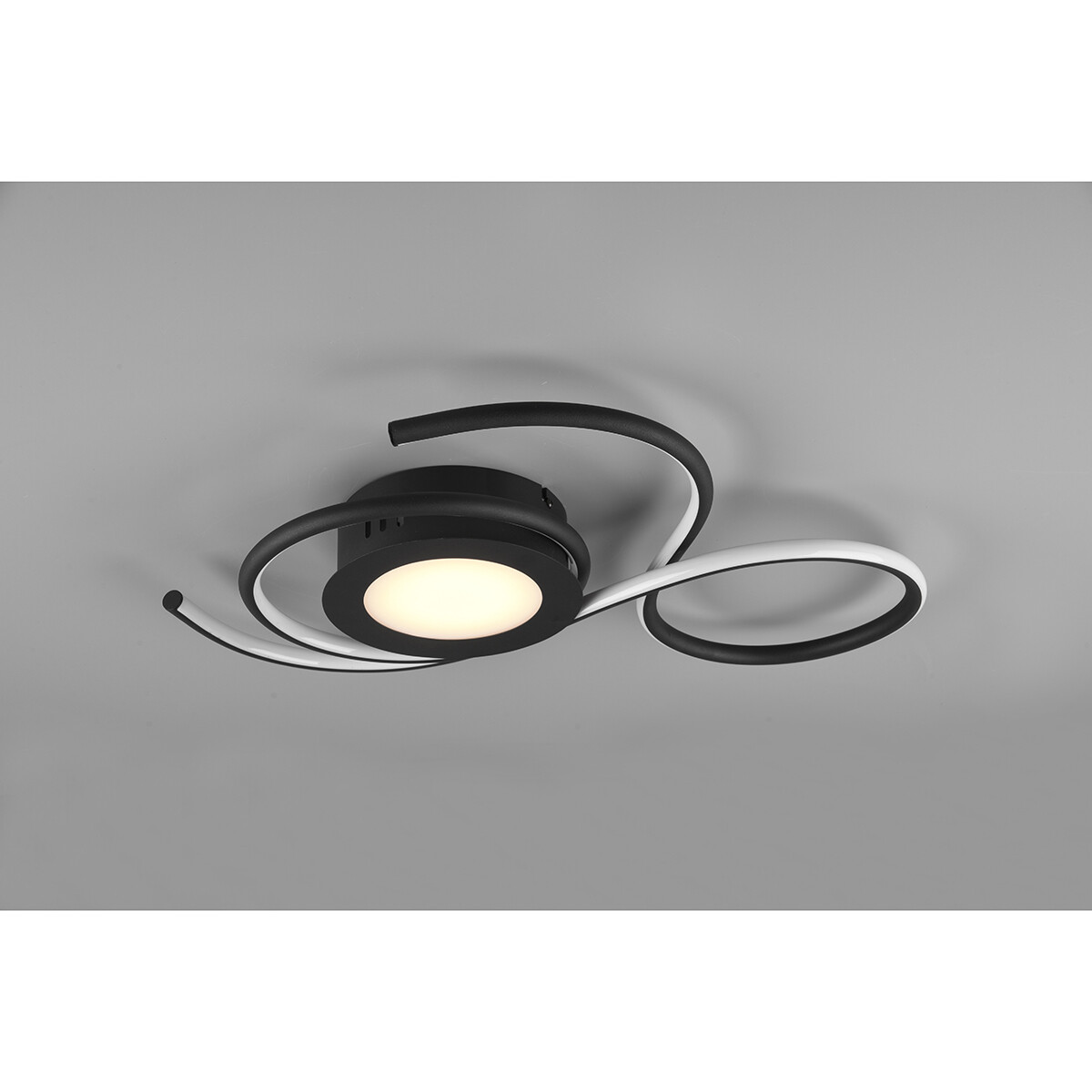 LED Deckenlampe - Deckenbeleuchtung - Trion Jivino - 36W - Anpassbare Lichtfarbe - Dimmbar - Rund - Mattschwarz - Aluminium