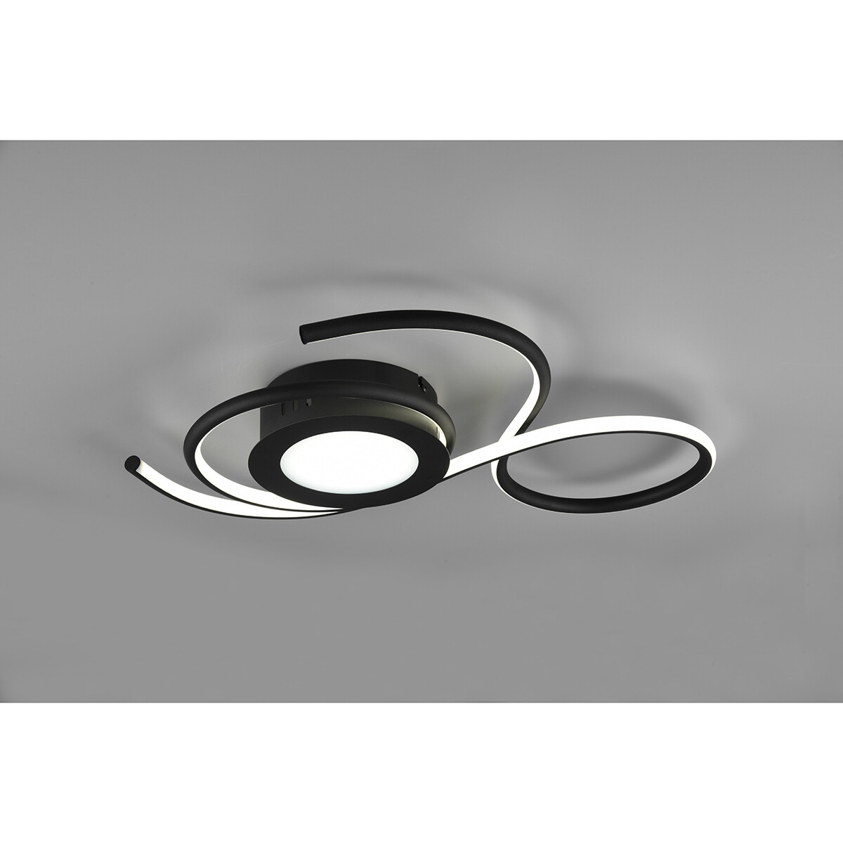 LED Deckenlampe - Deckenbeleuchtung - Trion Jivino - 36W - Anpassbare Lichtfarbe - Dimmbar - Rund - Mattschwarz - Aluminium