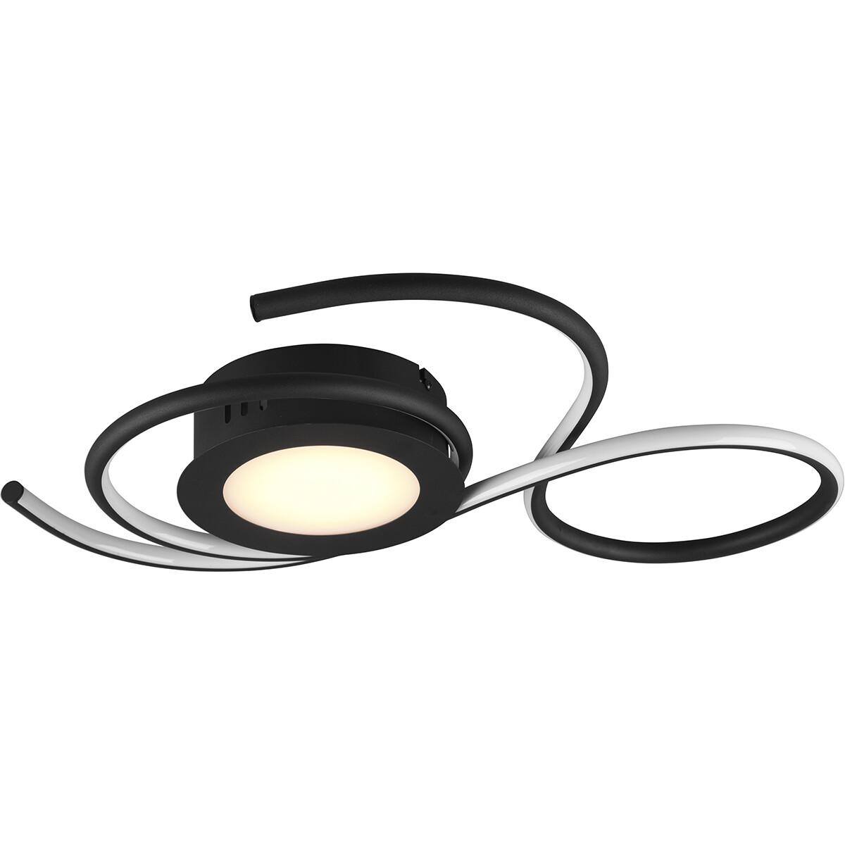 LED Deckenlampe - Deckenbeleuchtung - Trion Jivino - 36W - Anpassbare Lichtfarbe - Dimmbar - Rund - Mattschwarz - Aluminium