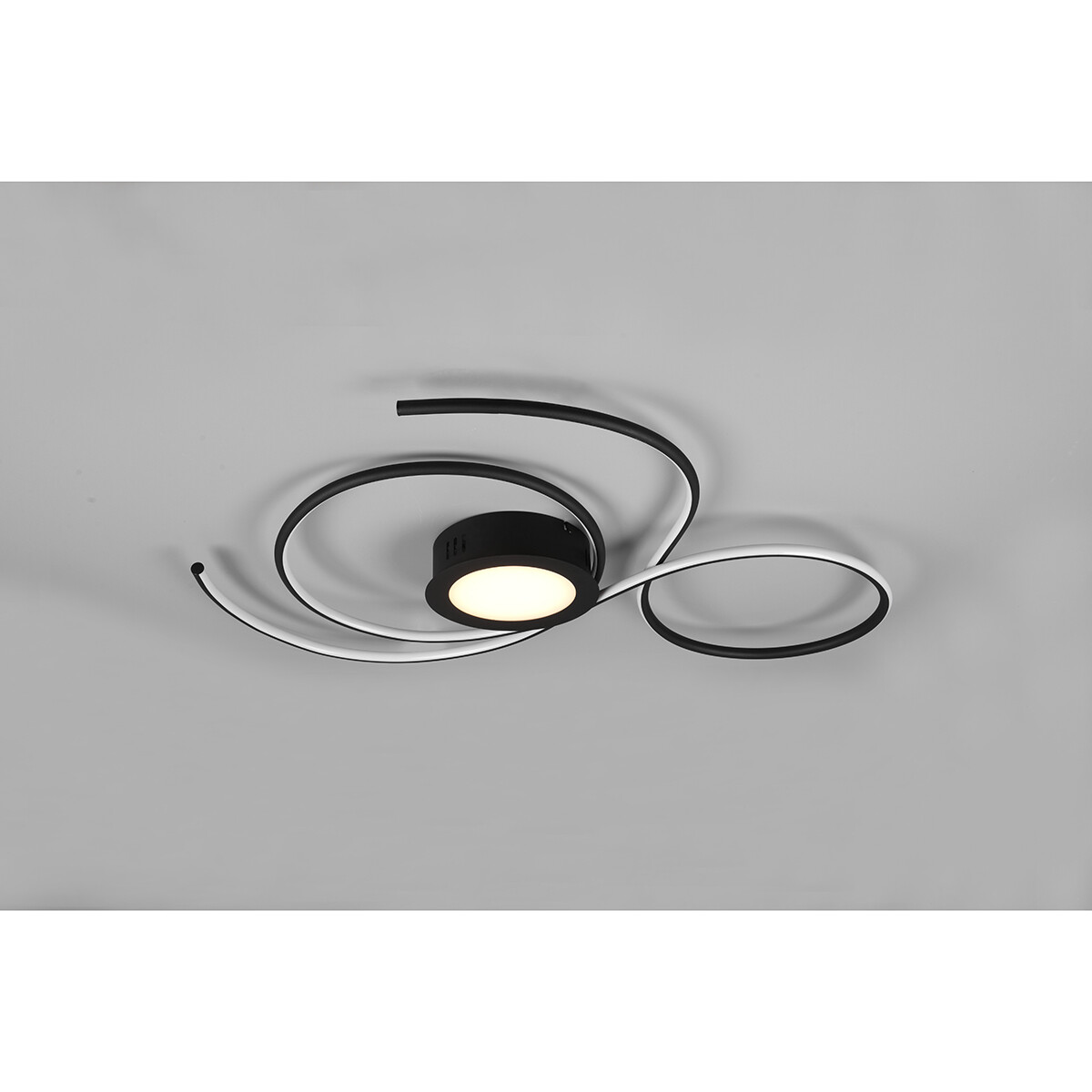 LED Deckenlampe - Deckenbeleuchtung - Trion Jivino - 48W - Anpassbare Lichtfarbe - Dimmbar - Rund - Mattschwarz - Aluminium