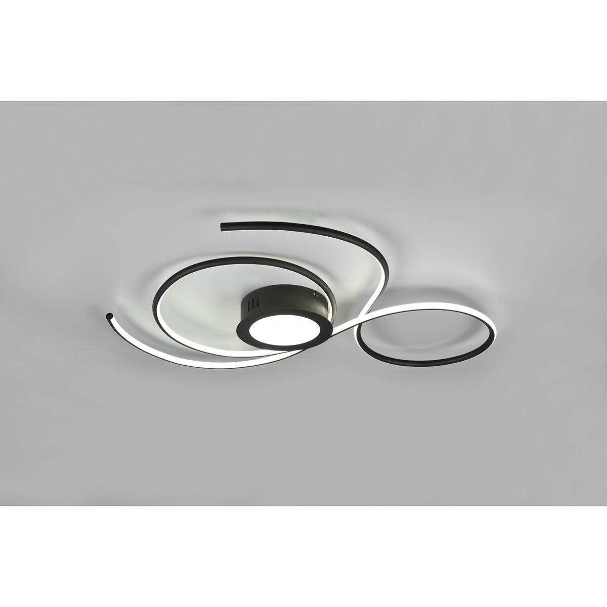 LED Deckenlampe - Deckenbeleuchtung - Trion Jivino - 48W - Anpassbare Lichtfarbe - Dimmbar - Rund - Mattschwarz - Aluminium