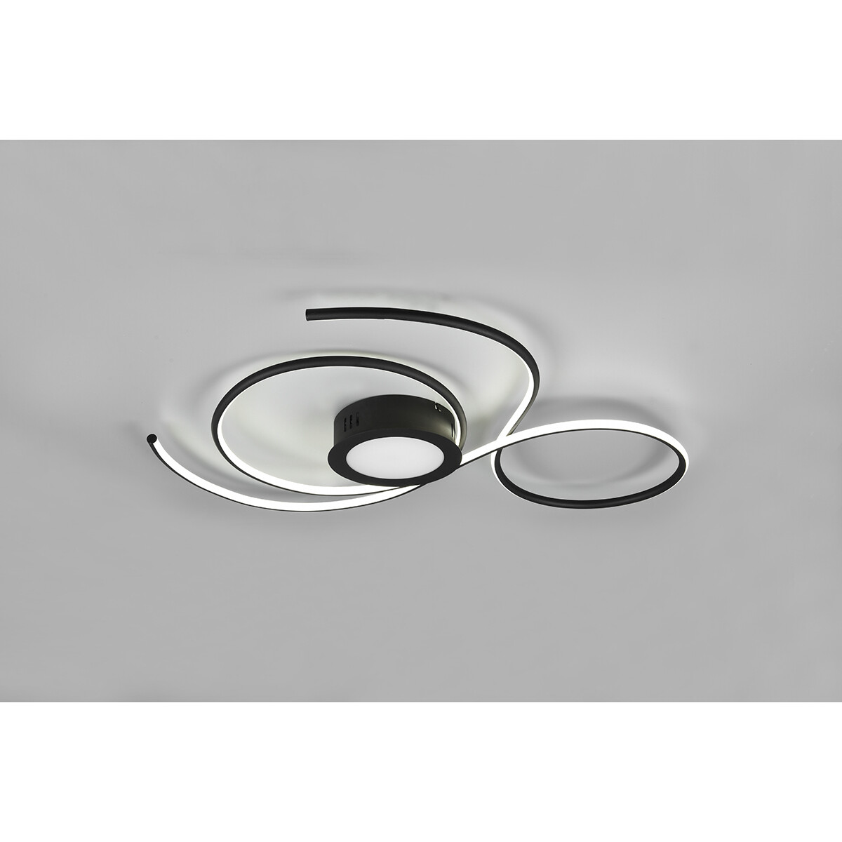 LED Deckenlampe - Deckenbeleuchtung - Trion Jivino - 48W - Anpassbare Lichtfarbe - Dimmbar - Rund - Mattschwarz - Aluminium