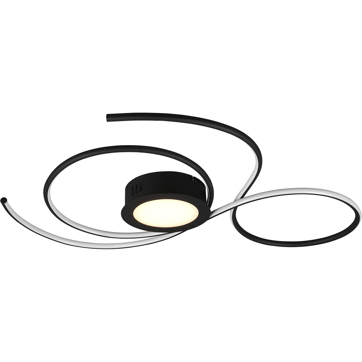 LED Deckenlampe - Deckenbeleuchtung - Trion Jivino - 48W - Anpassbare Lichtfarbe - Dimmbar - Rund - Mattschwarz - Aluminium