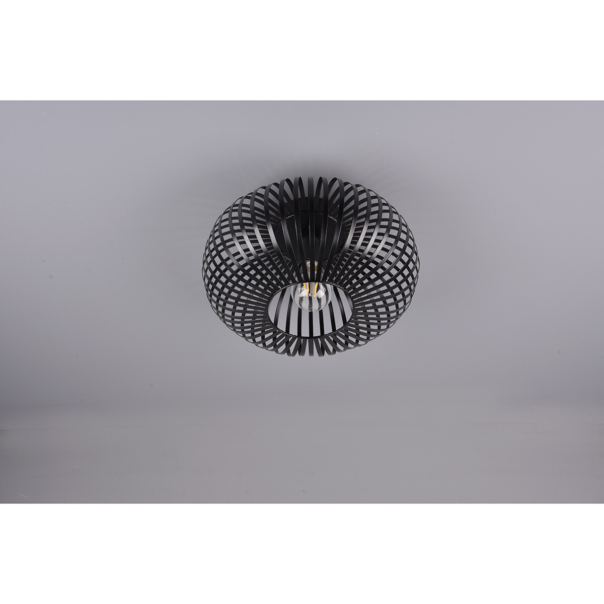 LED Deckenlampe - Deckenbeleuchtung - Trion Johy - E27 Fassung - Rund - Industriell - Mattschwarz - Aluminium - 30cm