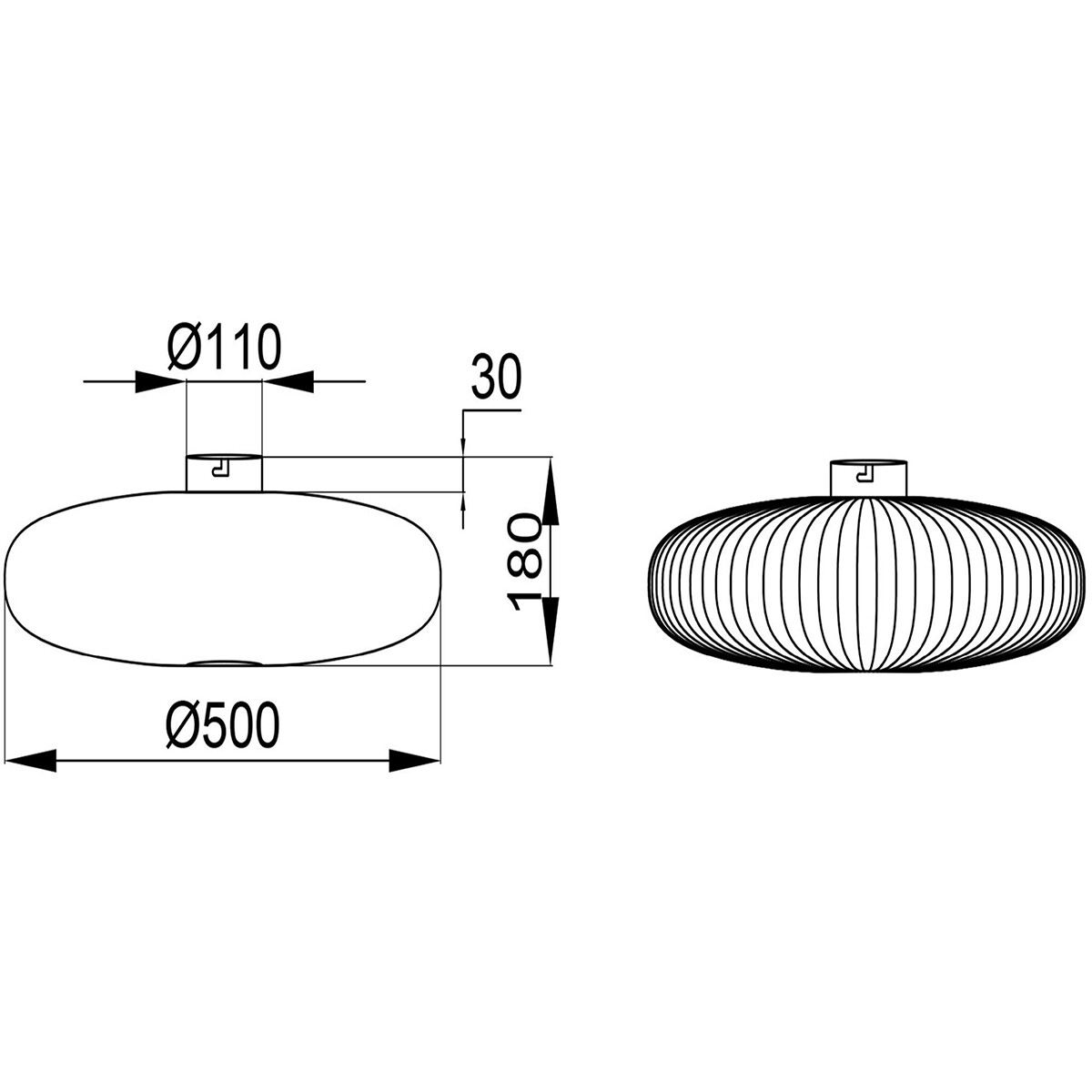 LED Deckenlampe - Deckenbeleuchtung - Trion Johy - E27 Fassung - Rund - Industriell - Mattschwarz - Aluminium - 50cm