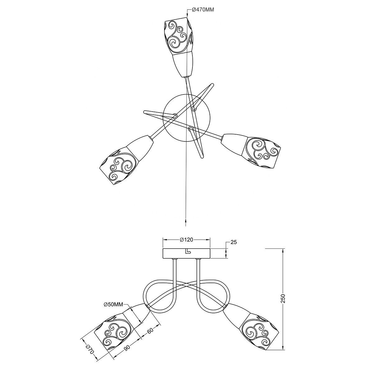 LED Deckenleuchte - Trion Kalora - E14 Sockel - Rund - Matt Nickel - Aluminium