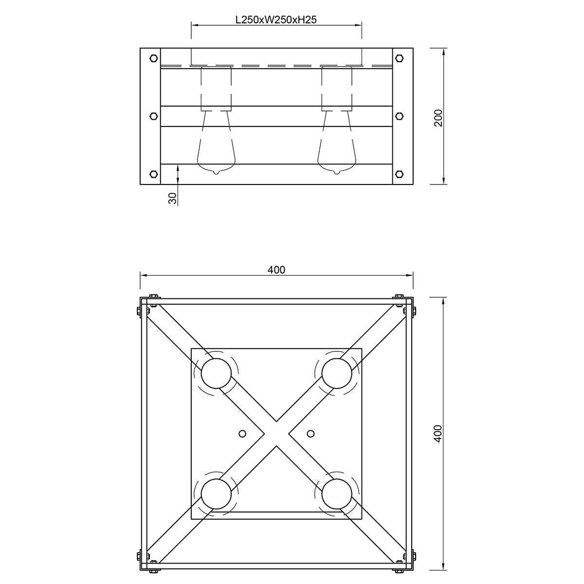 LED Deckenleuchte - Deckenbeleuchtung - Trion Khon - E27 Sockel - Quadratisch - Mattes Nickel - Aluminium