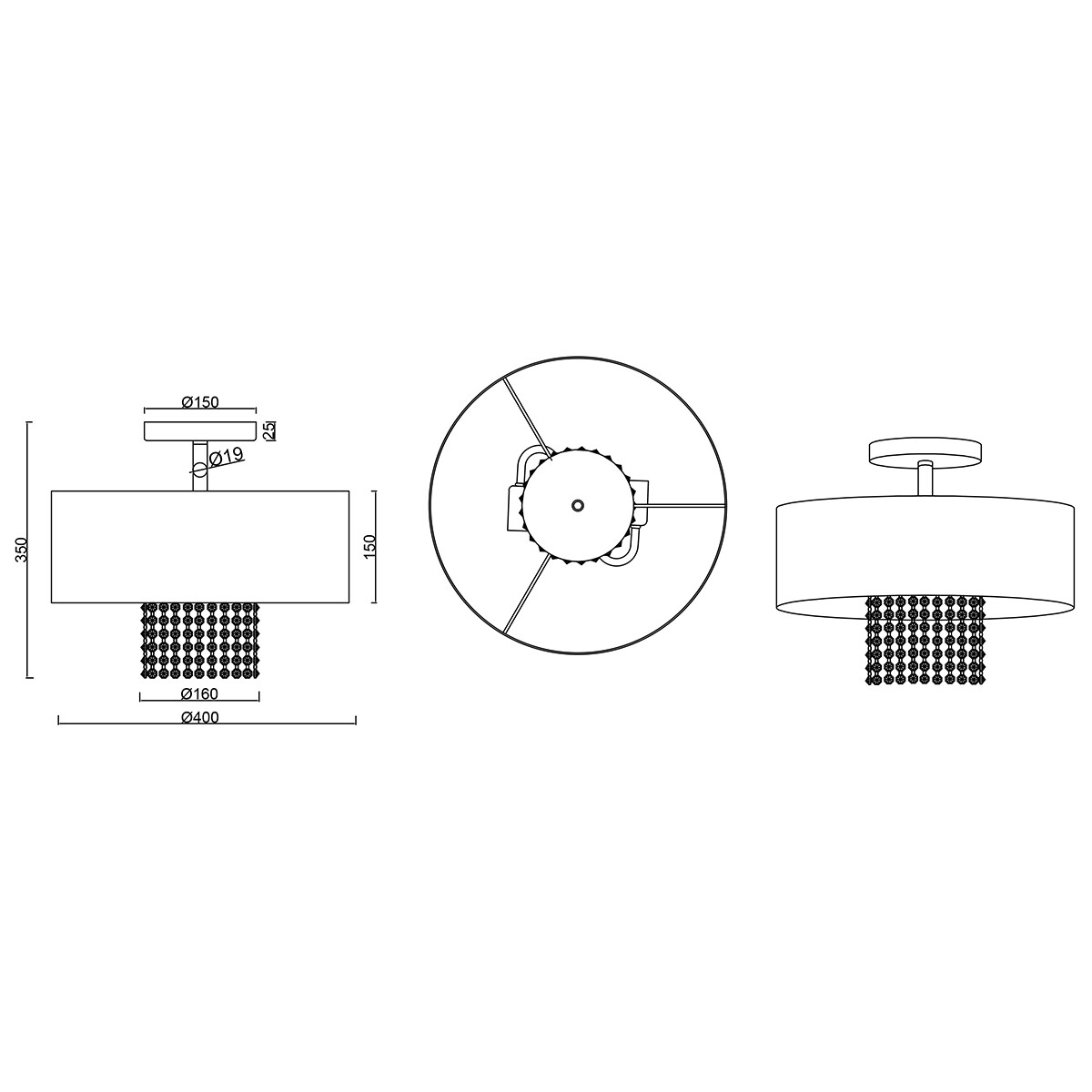 LED Deckenleuchte - Deckenbeleuchtung - Trion Kong - E14 Sockel - Rund - Silber - Aluminium