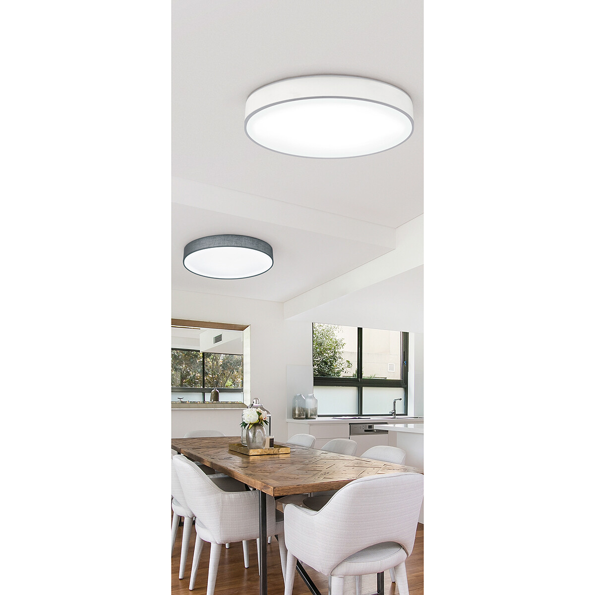 LED Deckenleuchte - Deckenbeleuchtung - Trion Lanago - 22W - Warmweiß 3000K - Rund - Matt Grau - Aluminium