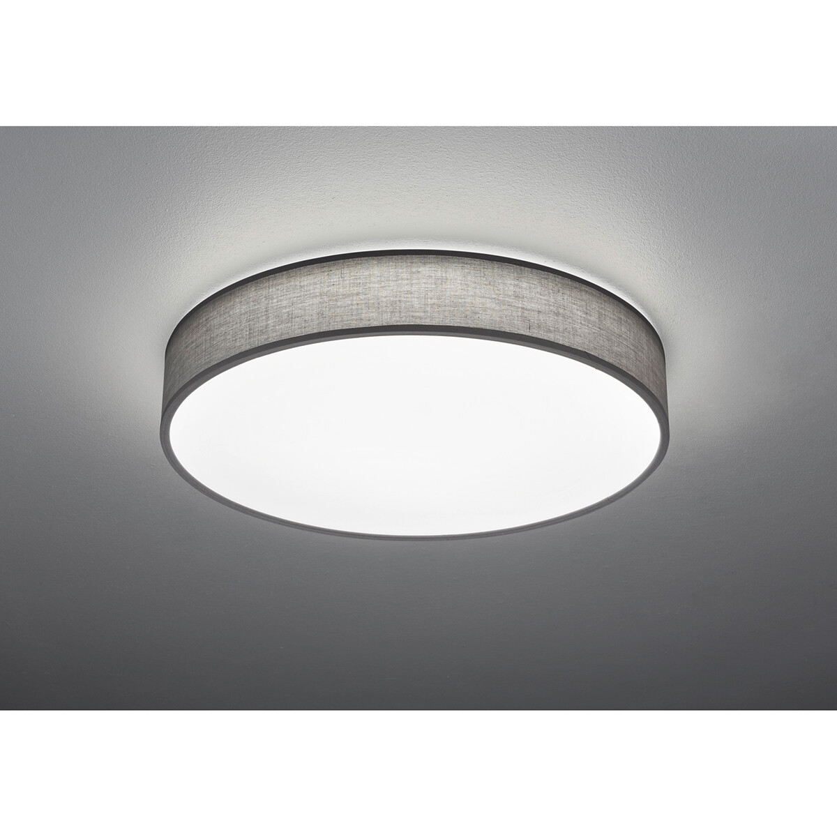 LED Deckenleuchte - Deckenbeleuchtung - Trion Lanago - 40W - Anpassbare Lichtfarbe - Rund - Matt Grau - Textil