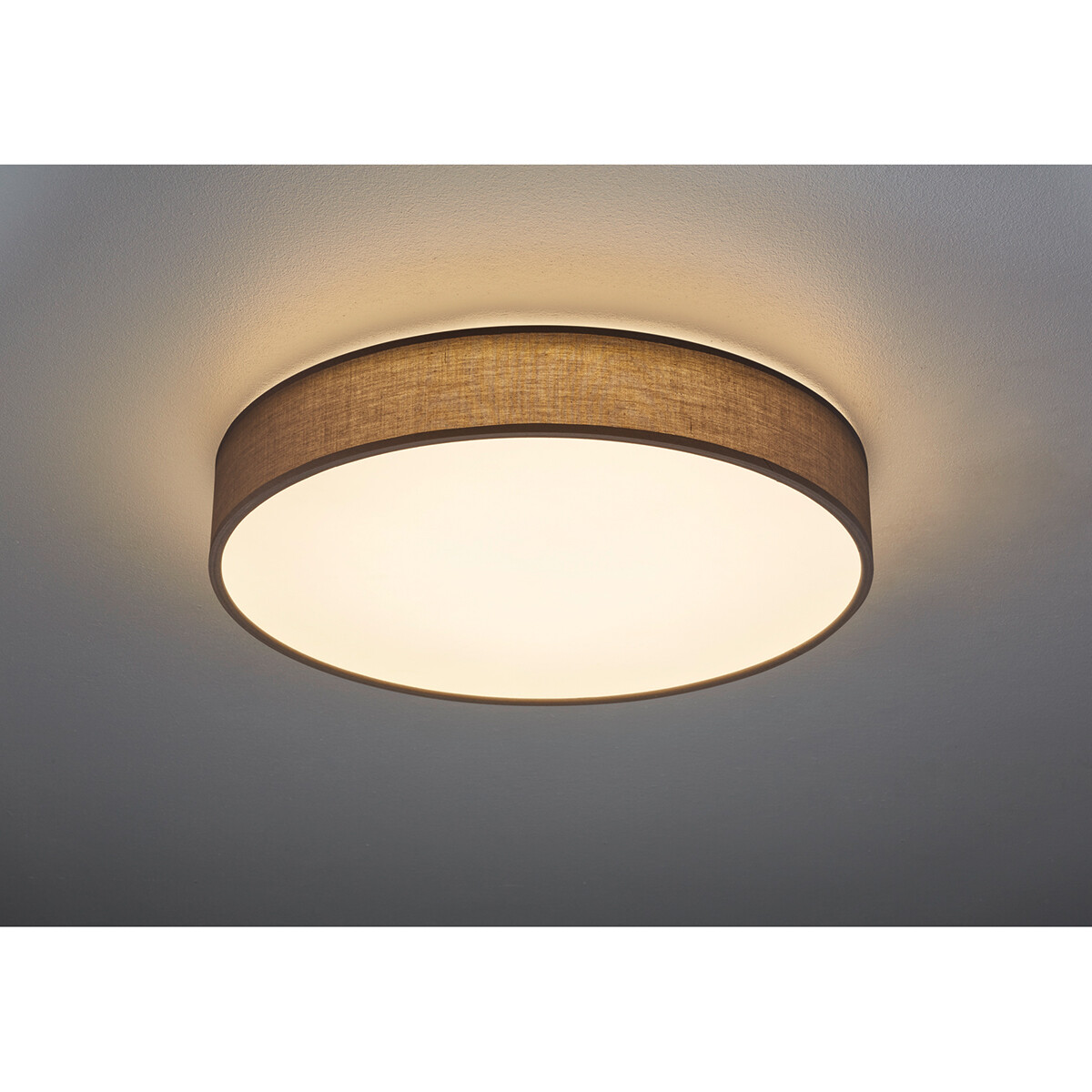 LED Deckenleuchte - Deckenbeleuchtung - Trion Lanago - 40W - Anpassbare Lichtfarbe - Rund - Matt Grau - Textil