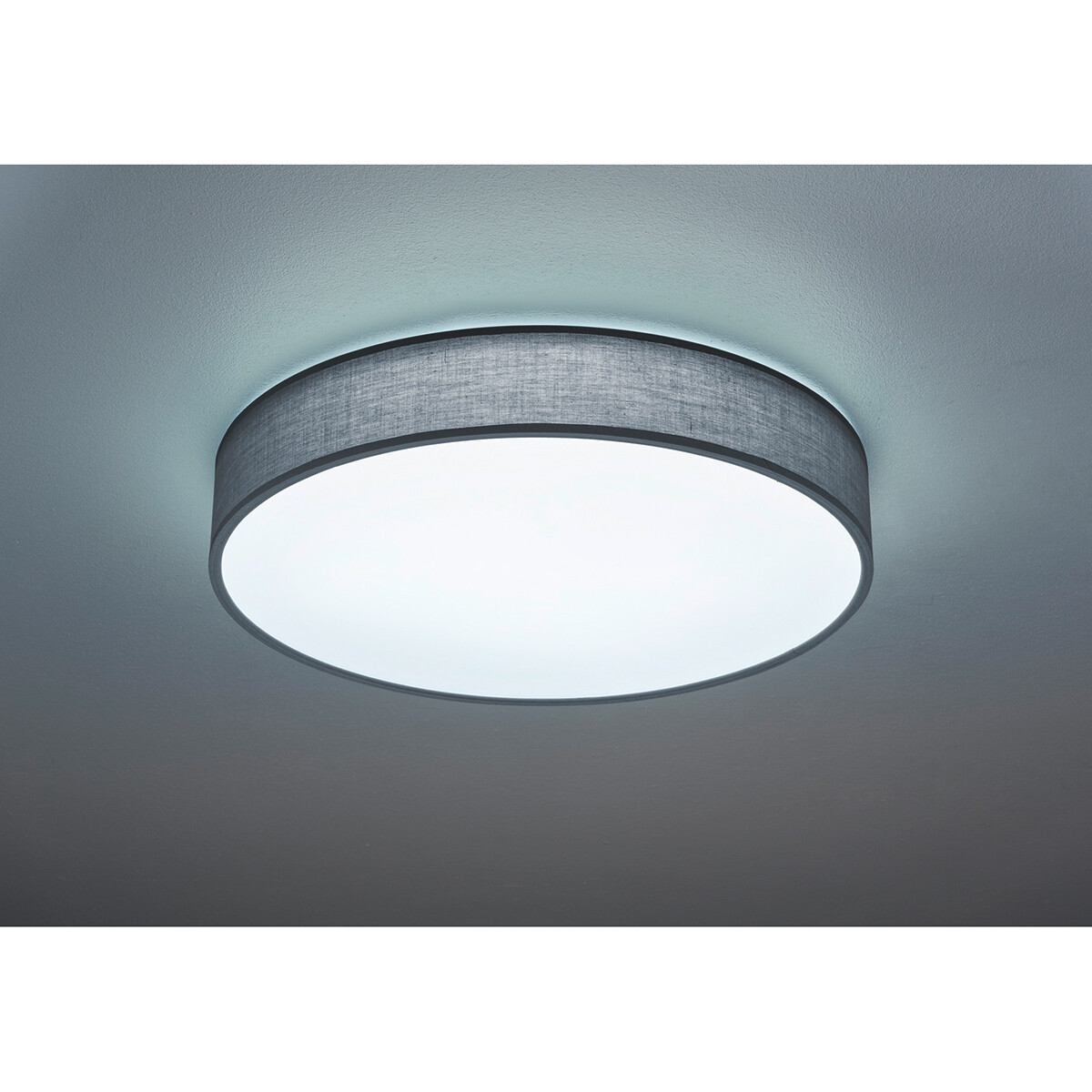 LED Deckenleuchte - Deckenbeleuchtung - Trion Lanago - 40W - Anpassbare Lichtfarbe - Rund - Matt Grau - Textil