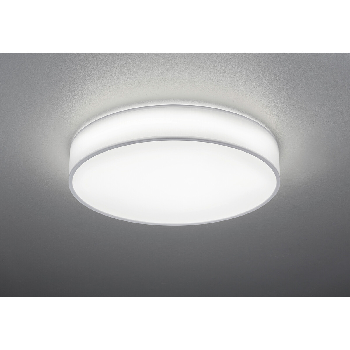 LED Deckenleuchte - Deckenbeleuchtung - Trion Lanago - 40W - Anpassbare Lichtfarbe - Rund - Mattweiß - Textil