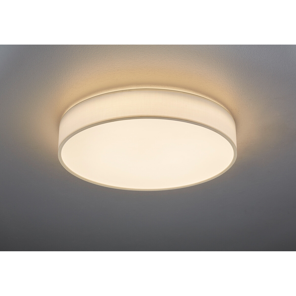 LED Deckenleuchte - Deckenbeleuchtung - Trion Lanago - 40W - Anpassbare Lichtfarbe - Rund - Mattweiß - Textil