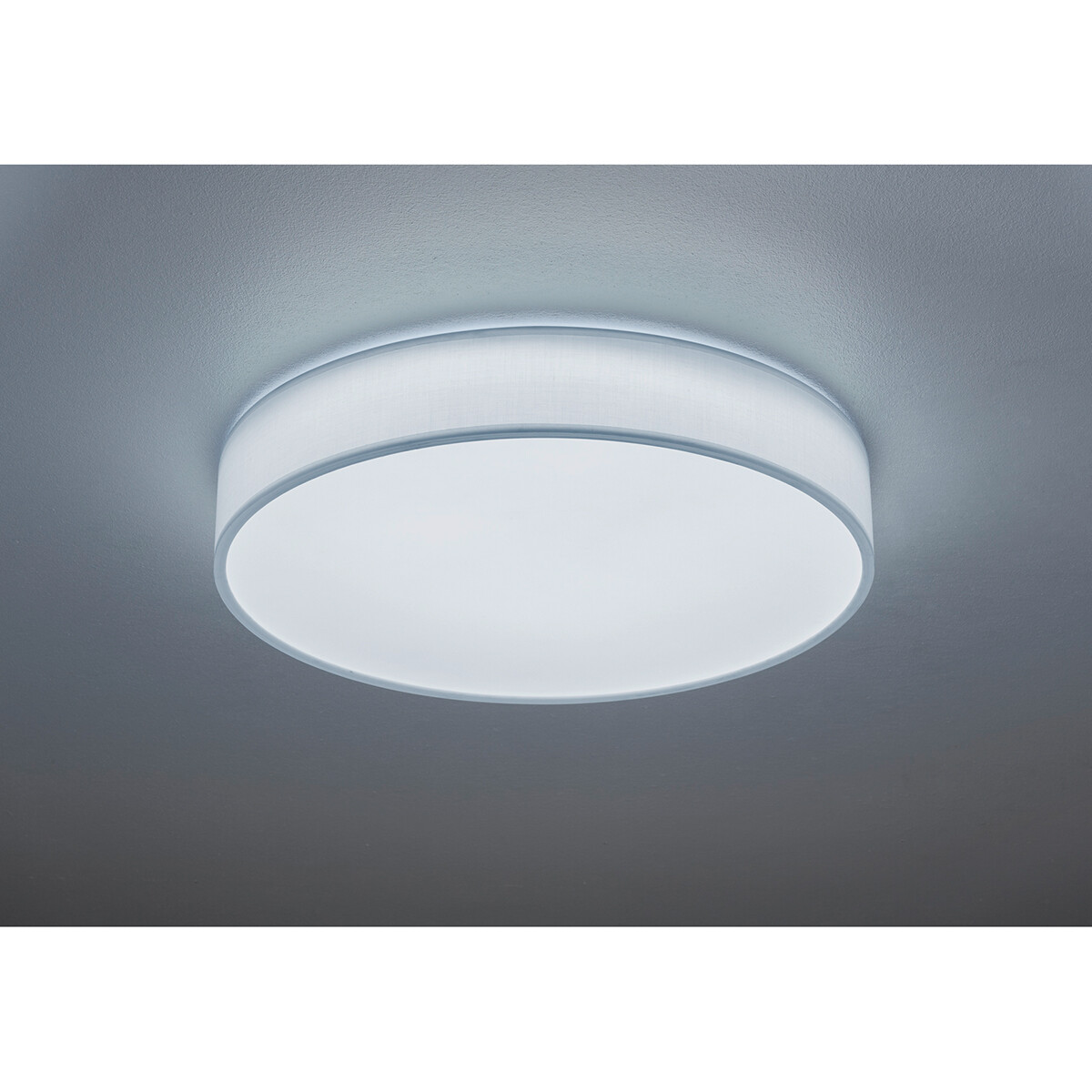 LED Deckenleuchte - Deckenbeleuchtung - Trion Lanago - 40W - Anpassbare Lichtfarbe - Rund - Mattweiß - Textil