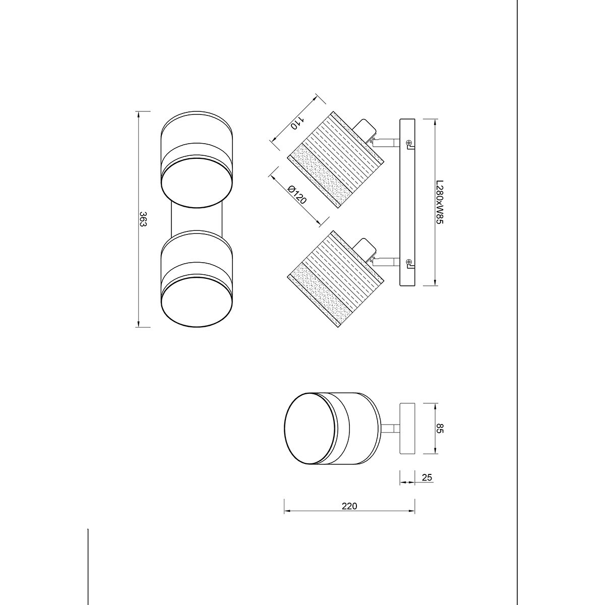 LED Deckenleuchte - Deckenbeleuchtung - Trion Lazo - E14 Fassung - 2-Licht - Rund - Matt Schwarz - Metall - Max 10W