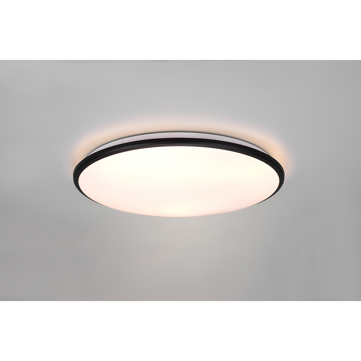 LED Deckenlampe - Deckenbeleuchtung - Trion Lombis - 34W - Warmweiß 3000K - Dimmbar - Rund - Mattschwarz - Kunststoff