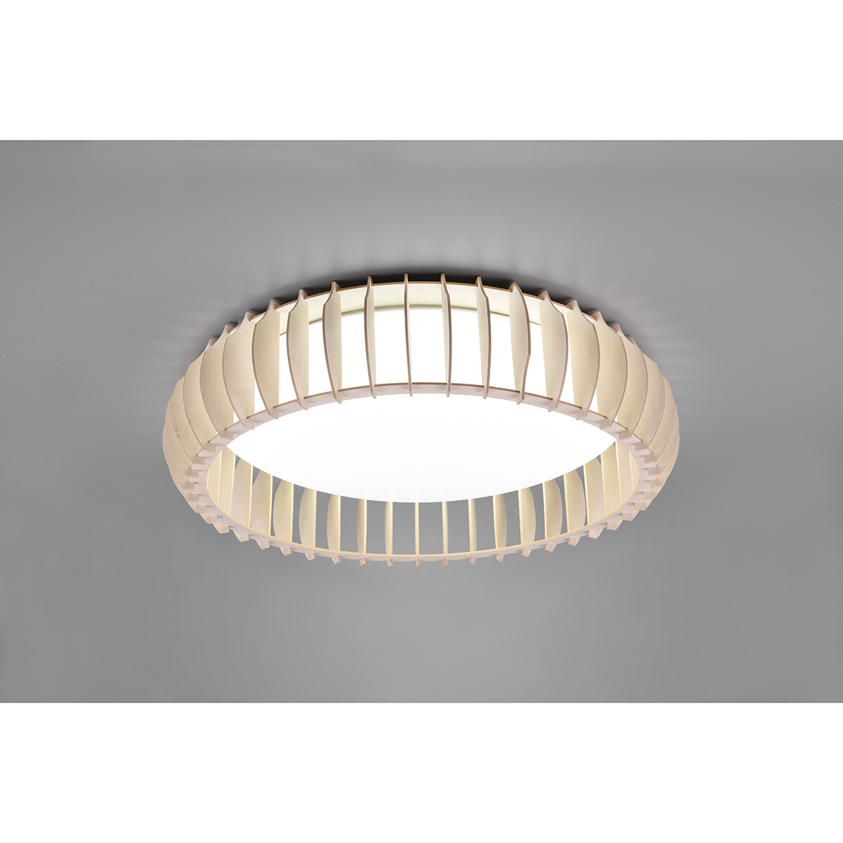 LED Deckenlampe - Deckenbeleuchtung - Trion Manto XL - 38W - Anpassbare Lichtfarbe - Fernbedienung - Dimmbar - Rund - Holzfarbe - Kunststoff