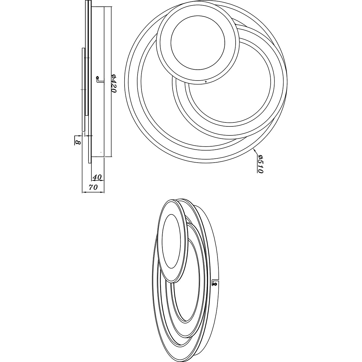 LED Deckenlampe - Deckenbeleuchtung - Trion Mirna - 74W - Anpassbare Lichtfarbe - Fernbedienung - Dimmbar - Rund - Mattweiß - Aluminium