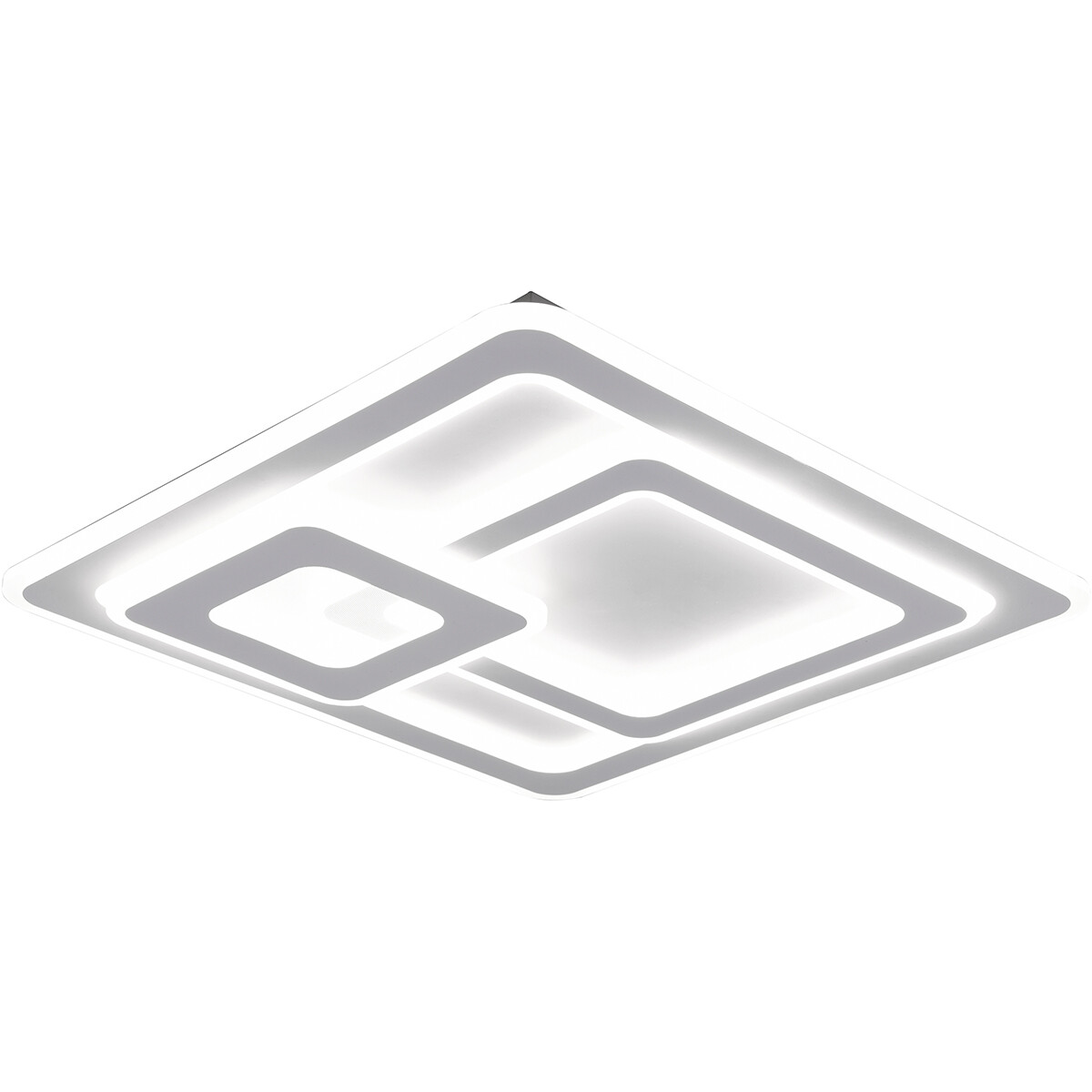 LED Deckenlampe - Deckenbeleuchtung - Trion Mirna - 76W - Anpassbare Lichtfarbe - Fernbedienung - Dimmbar - Quadrat - Mattweiß - Aluminium