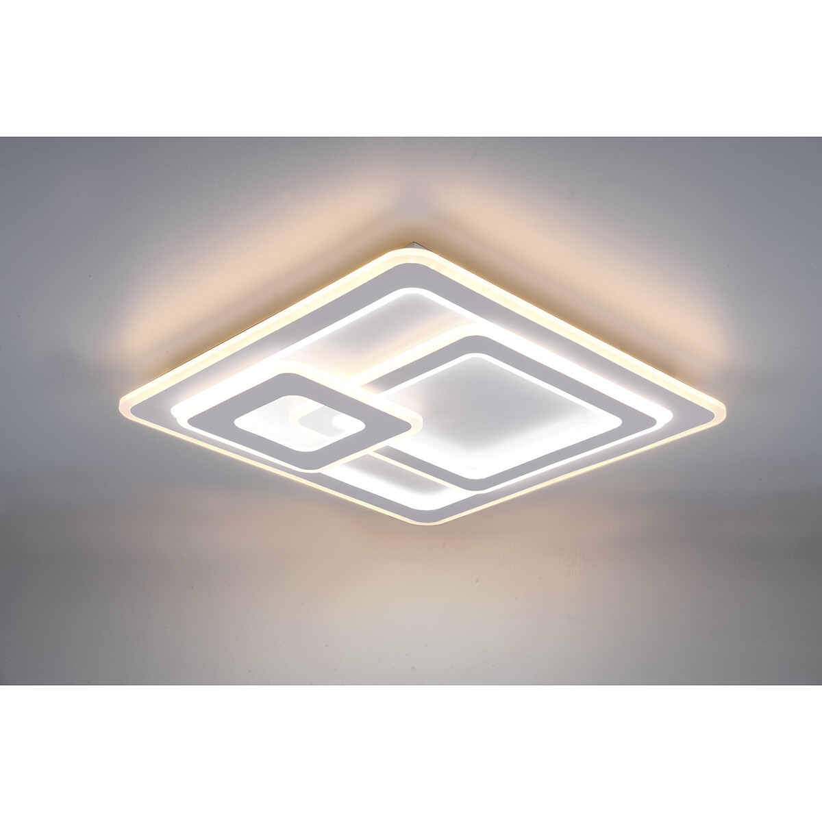 LED Deckenlampe - Deckenbeleuchtung - Trion Mirna - 76W - Anpassbare Lichtfarbe - Fernbedienung - Dimmbar - Quadrat - Mattweiß - Aluminium