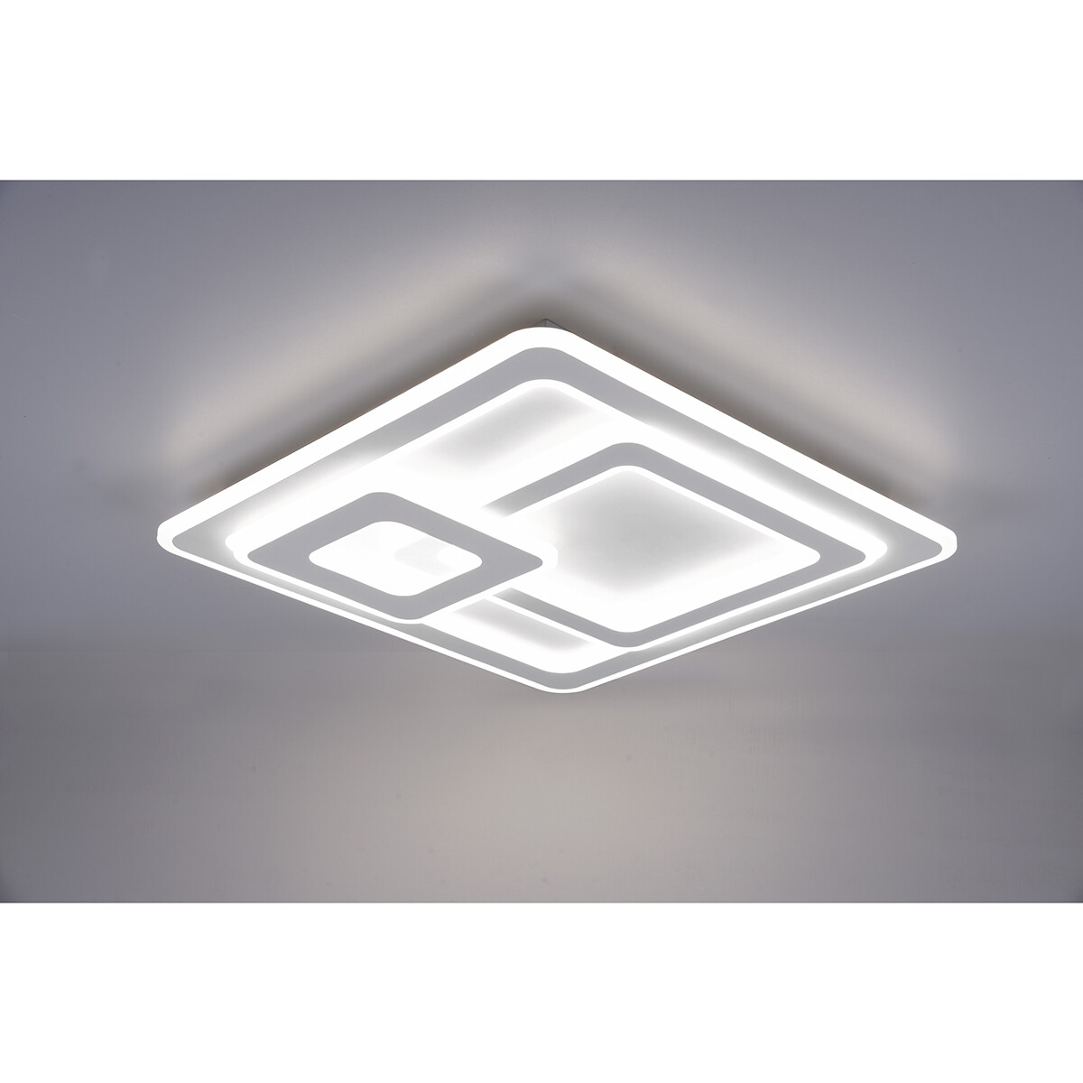 LED Deckenlampe - Deckenbeleuchtung - Trion Mirna - 76W - Anpassbare Lichtfarbe - Fernbedienung - Dimmbar - Quadrat - Mattweiß - Aluminium