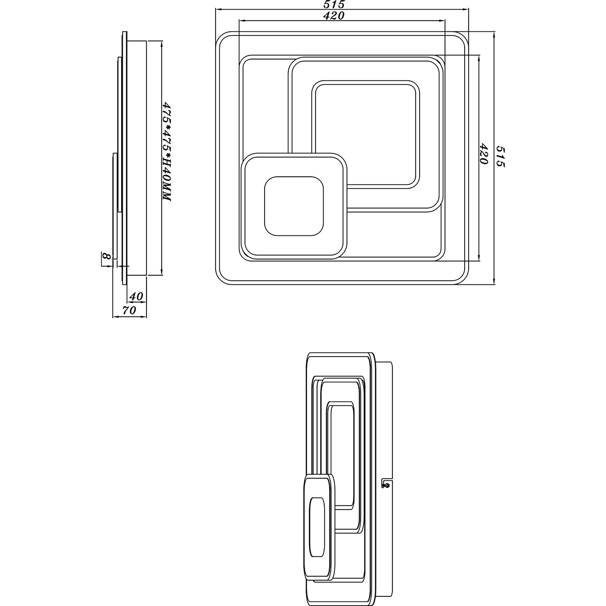 LED Deckenlampe - Deckenbeleuchtung - Trion Mirna - 76W - Anpassbare Lichtfarbe - Fernbedienung - Dimmbar - Quadrat - Mattweiß - Aluminium