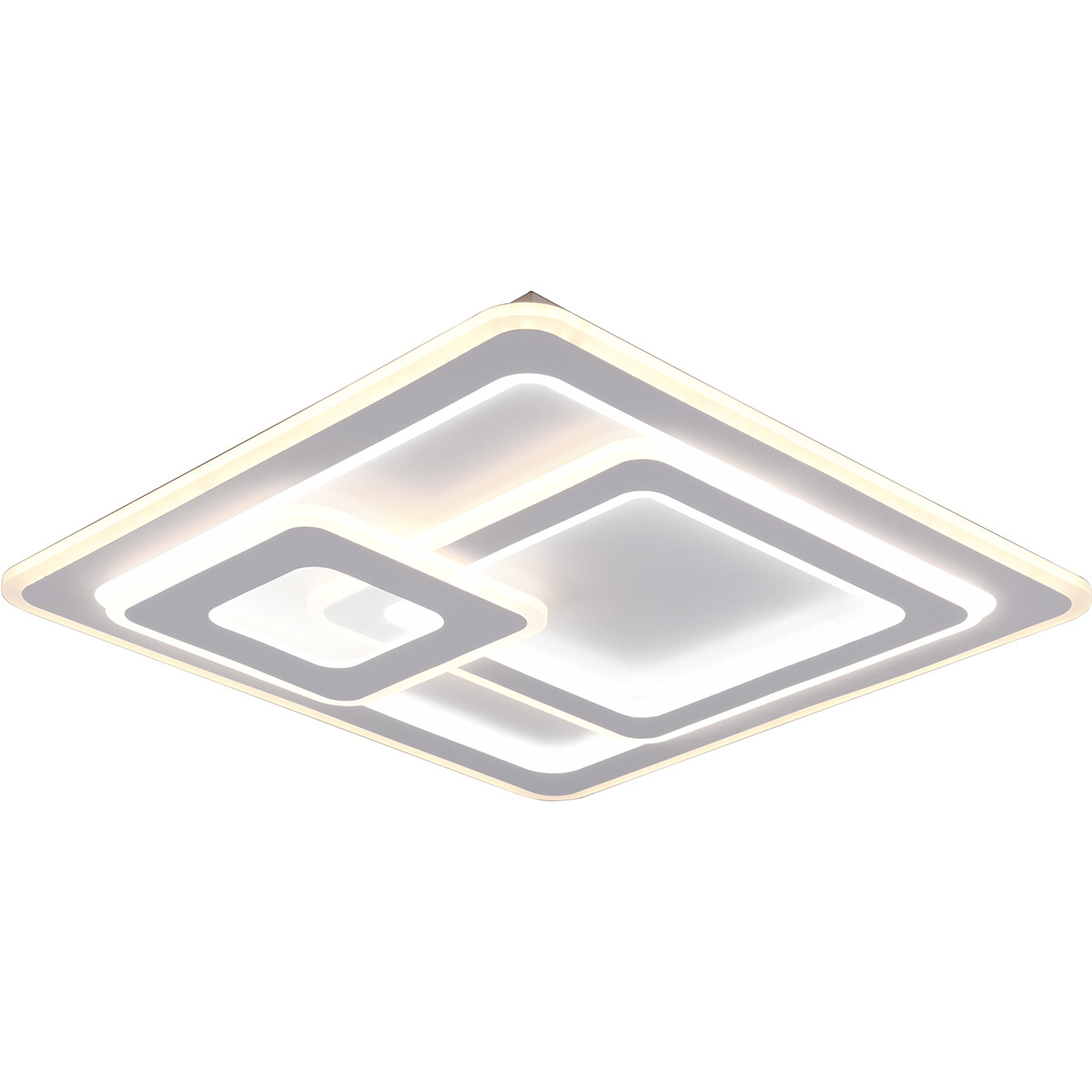 LED Deckenlampe - Deckenbeleuchtung - Trion Mirna - 76W - Anpassbare Lichtfarbe - Fernbedienung - Dimmbar - Quadrat - Mattweiß - Aluminium