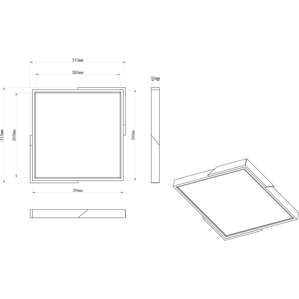 LED Deckenlampe - Deckenbeleuchtung - Trion Mirza - 20W - Warmweiß 3000K - Dimmbar - Quadrat - Mattweiß - Kunststoff