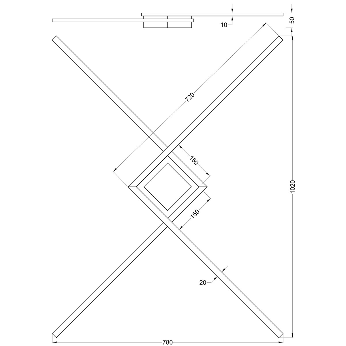 LED Deckenleuchte - Deckenbeleuchtung - Trion Oxi - Universalweiß 4000K - Dimmbar - Rechteckig - Mattweiß - Aluminium