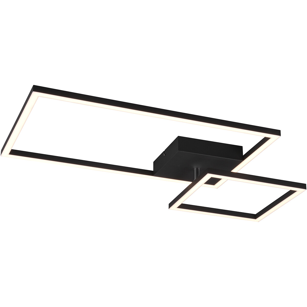 LED Deckenlampe - Deckenbeleuchtung - Trion Paderno - 25W - Neutralweiß 4000K - Dimmbar - Rechteckig - Matt Schwarz - Aluminium