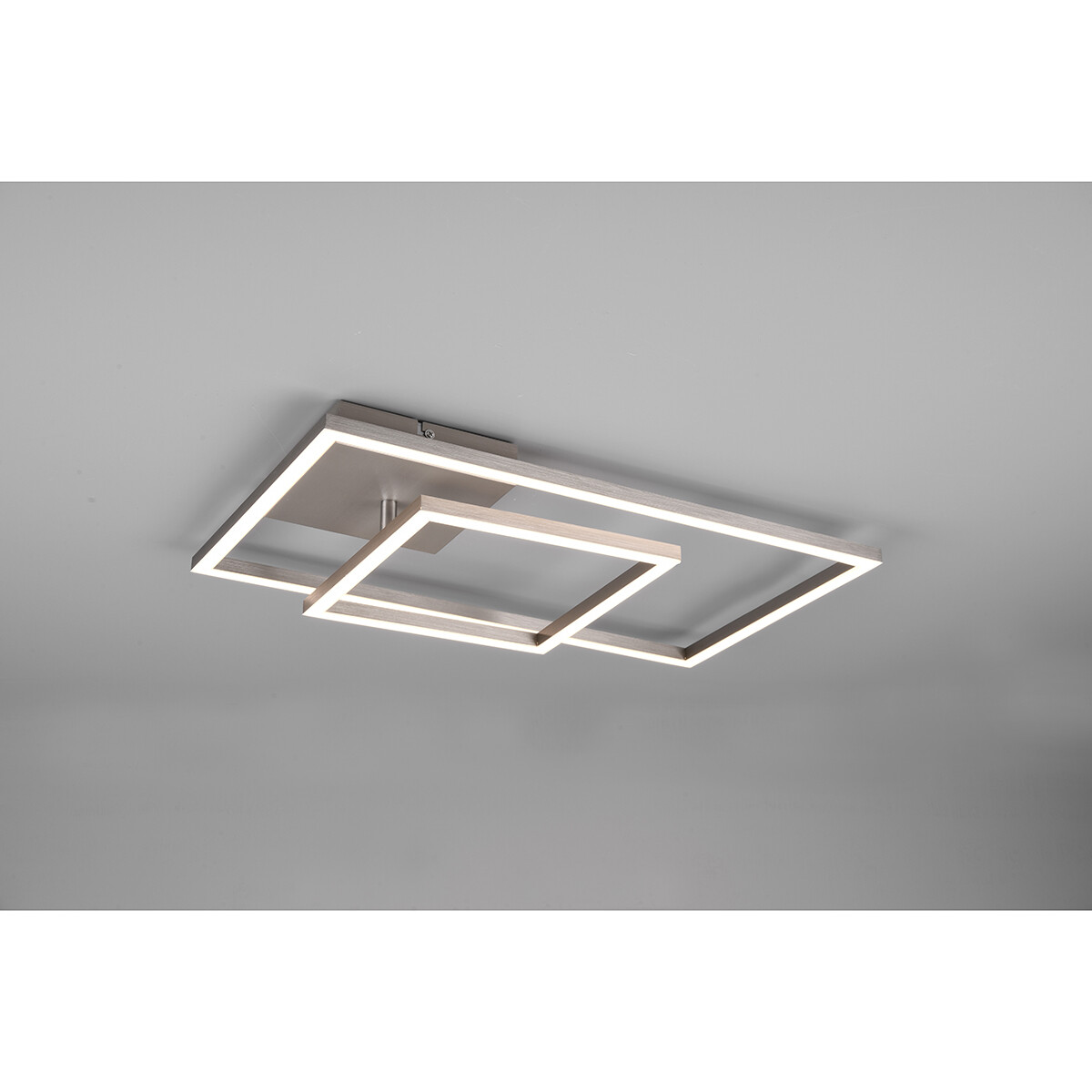 LED Deckenlampe - Deckenbeleuchtung - Trion Pado - 25W - Warmweiß 3000K - Dimmbar - Rechteckig - Matt Nickel - Aluminium