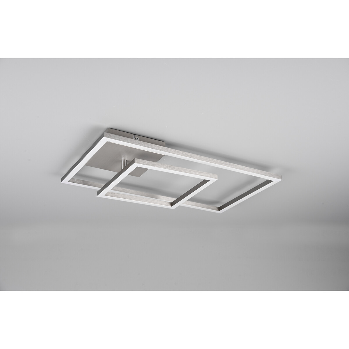 LED Deckenlampe - Deckenbeleuchtung - Trion Pado - 25W - Warmweiß 3000K - Dimmbar - Rechteckig - Matt Nickel - Aluminium