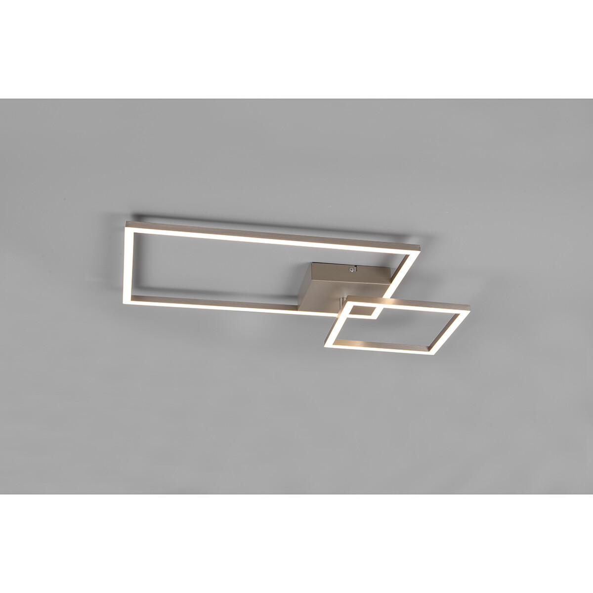 LED Deckenlampe - Deckenbeleuchtung - Trion Pado - 25W - Warmweiß 3000K - Dimmbar - Rechteckig - Matt Nickel - Aluminium