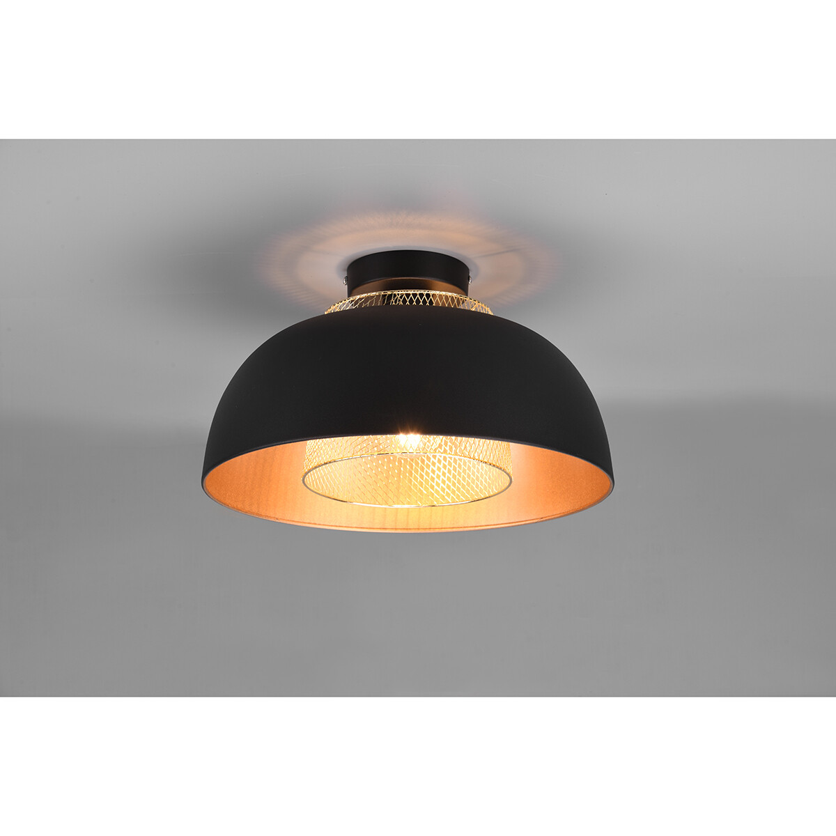 LED Deckenlampe - Deckenbeleuchtung - Trion Palmo - E27-Fassung - Rund - Matt Schwarz - Aluminium