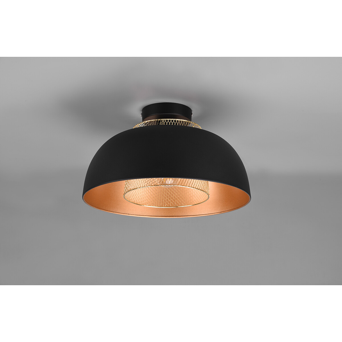 LED Deckenlampe - Deckenbeleuchtung - Trion Palmo - E27-Fassung - Rund - Matt Schwarz - Aluminium