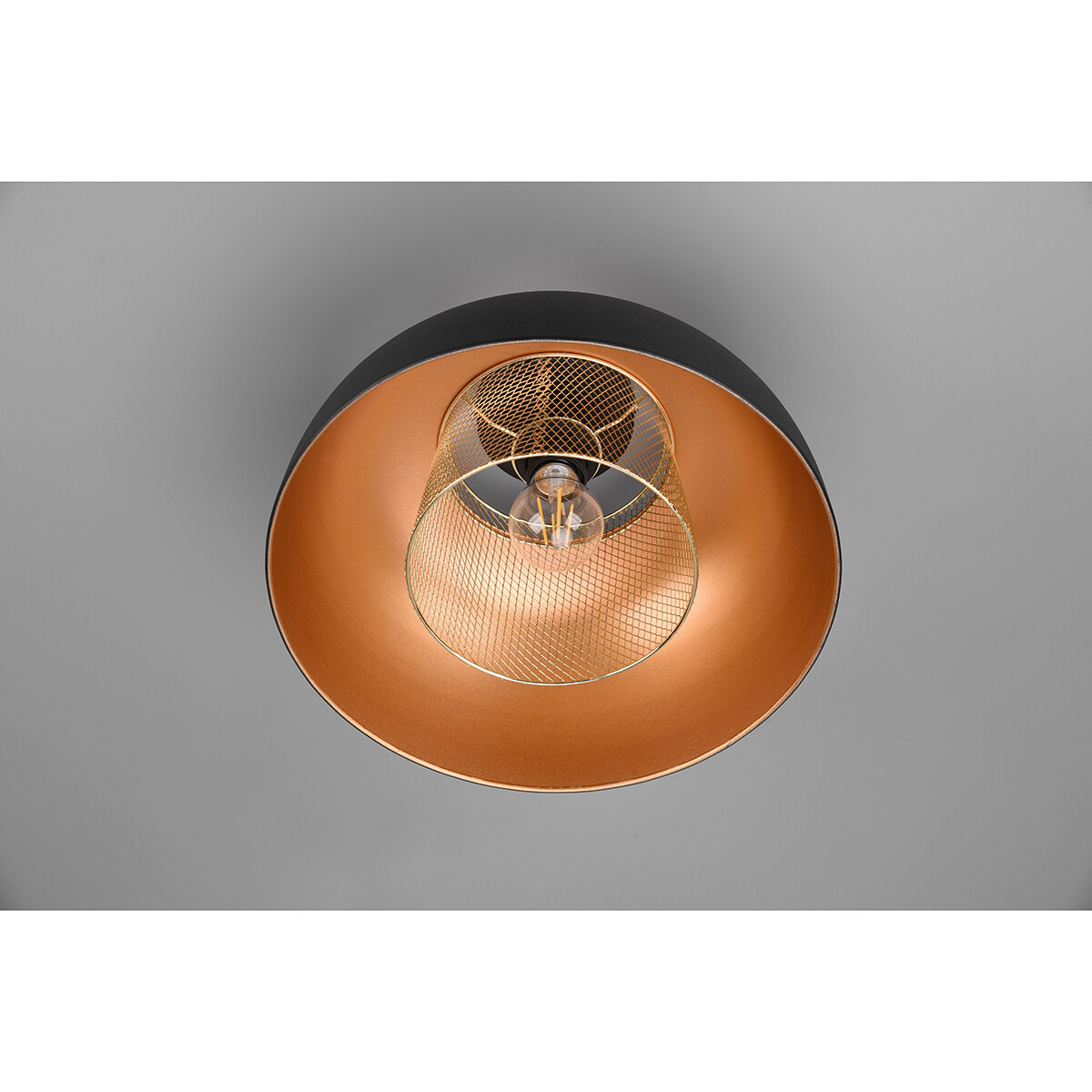 LED Deckenlampe - Deckenbeleuchtung - Trion Palmo - E27-Fassung - Rund - Matt Schwarz - Aluminium