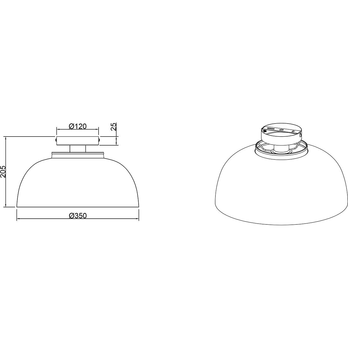 LED Deckenlampe - Deckenbeleuchtung - Trion Palmo - E27-Fassung - Rund - Matt Schwarz - Aluminium